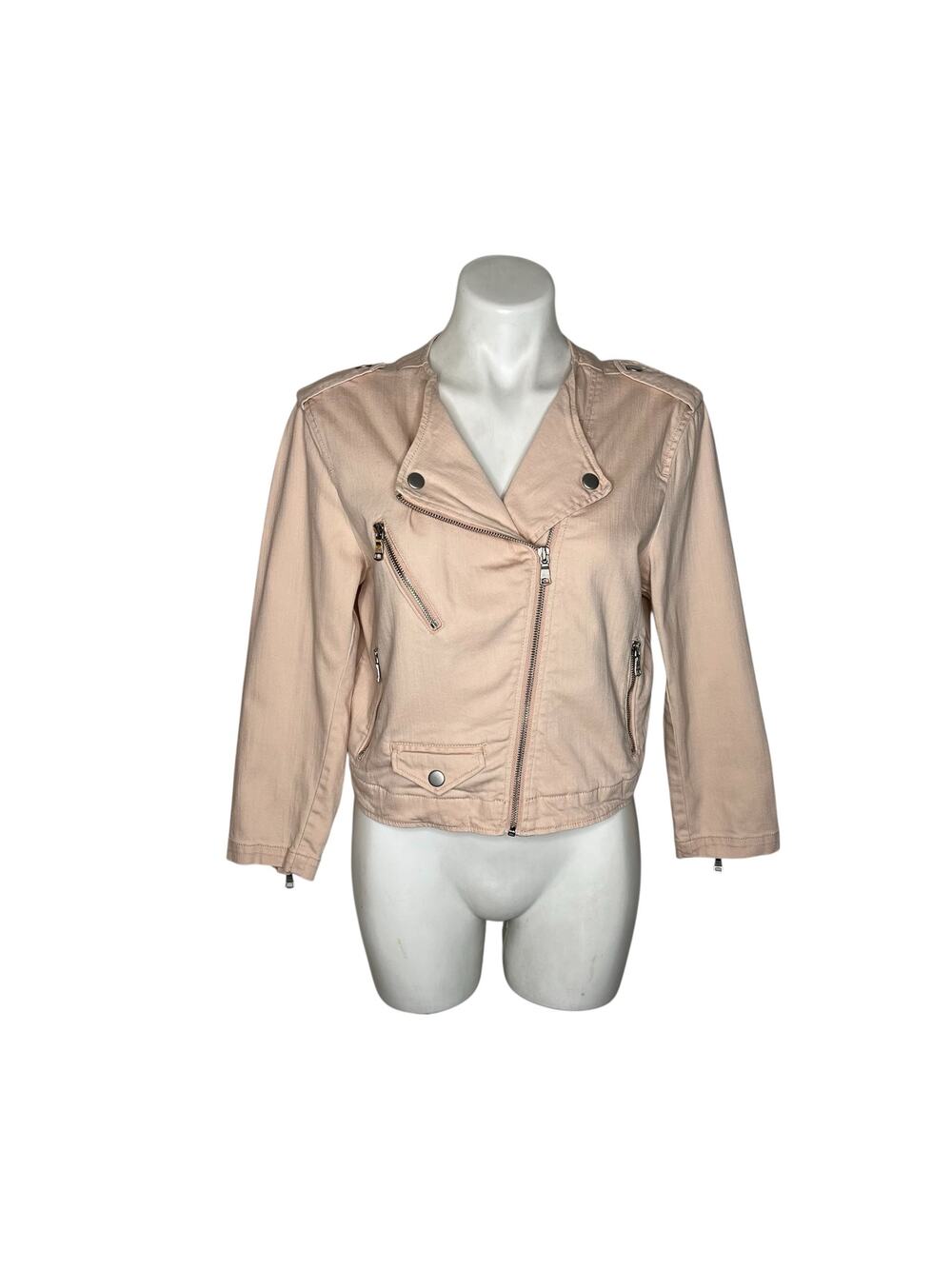 BANANA REPUBLIC FACTORY Zip Up Moto Jacket Pale Pink Size Medium